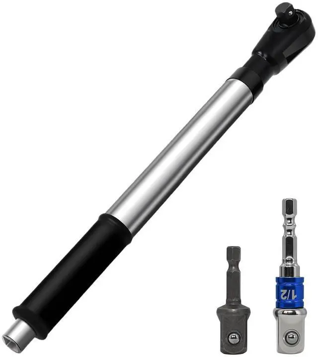 Alt view image 12 of 14 - 1/2" Offset Extension Wrench Impact,3-in-1 Manual/Electric/Pneumatic Impact Extension Ratchet for Narrow Spaces,With two electric brick adapters