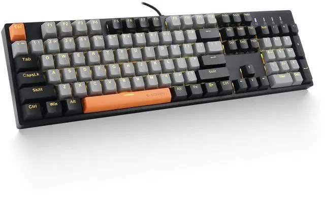 Alt view image 7 of 12 - Z-14 Wired Mechanical Gaming Keyboard 104 Key, Red Switch Hot Swappable Full-Size Office Work Computer Keyboards, Solid Yellow Backlit Mechanical Keyboard for PC Mac, Black