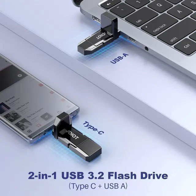 Alt view image 8 of 12 - USB C Flash Drive 128GB Up to 450MB/s Dual Type-C & USB-A USB 3.2 Solid State Drive USB-C Thumb Drive Compatible with iPhone 15/16 Series Smartphone Tablet Laptop Car Smart TV Game Console
