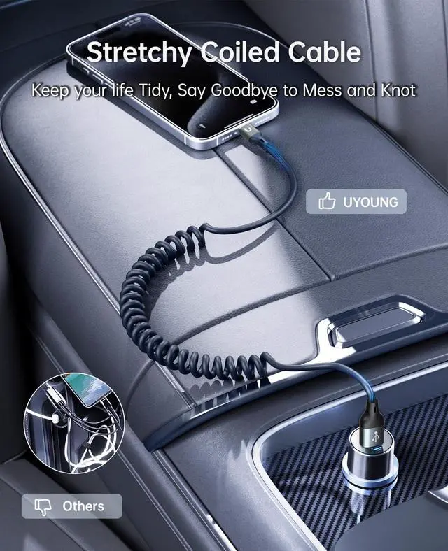 Alt view image 11 of 14 - USB C Cable for Car 3FT, Coiled USB A to USB C Fast Charging Cable, USB-C Cable Compatible with iPhone 17/16/15/Samsung Galaxy S20 S10 S9 S8 Plus Note 10 9 8 and More USB C Devices