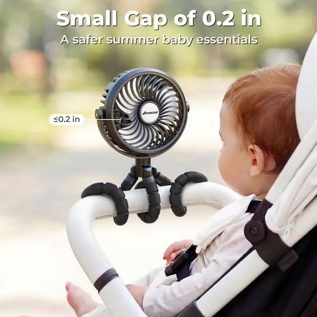 Alt view image 9 of 14 - Battery Operated Stroller Fan, Baby Travel Essentials for Beach Disney, Newborn Boy & Girl Showers Gifts Registry Search, Rechargeable Clip On Fan for Car Seat Wagon Crib Bike Treadmill