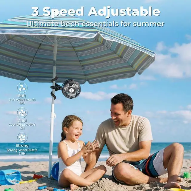 Alt view image 10 of 14 - Battery Operated Stroller Fan, Baby Travel Essentials for Beach Disney, Newborn Boy & Girl Showers Gifts Registry Search, Rechargeable Clip On Fan for Car Seat Wagon Crib Bike Treadmill