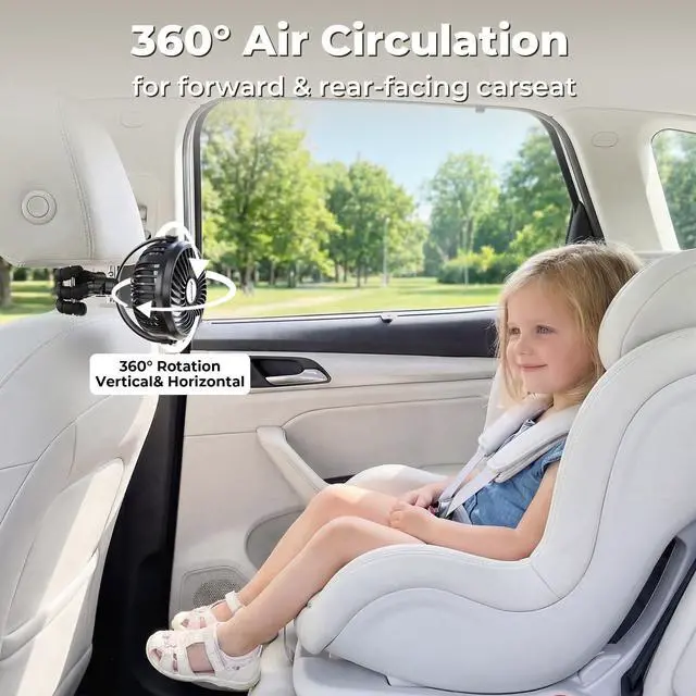 Alt view image 12 of 14 - Battery Operated Stroller Fan, Baby Travel Essentials for Beach Disney, Newborn Boy & Girl Showers Gifts Registry Search, Rechargeable Clip On Fan for Car Seat Wagon Crib Bike Treadmill