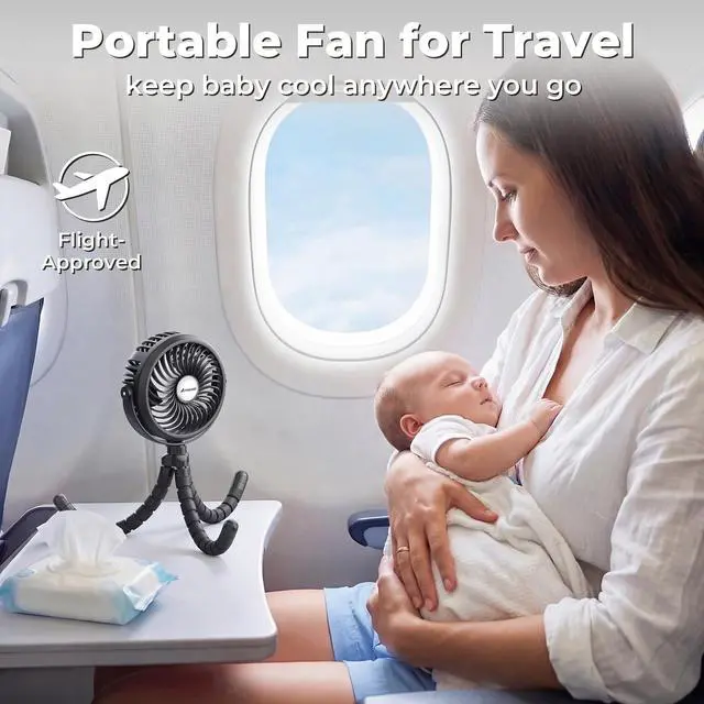 Alt view image 14 of 14 - Battery Operated Stroller Fan, Baby Travel Essentials for Beach Disney, Newborn Boy & Girl Showers Gifts Registry Search, Rechargeable Clip On Fan for Car Seat Wagon Crib Bike Treadmill
