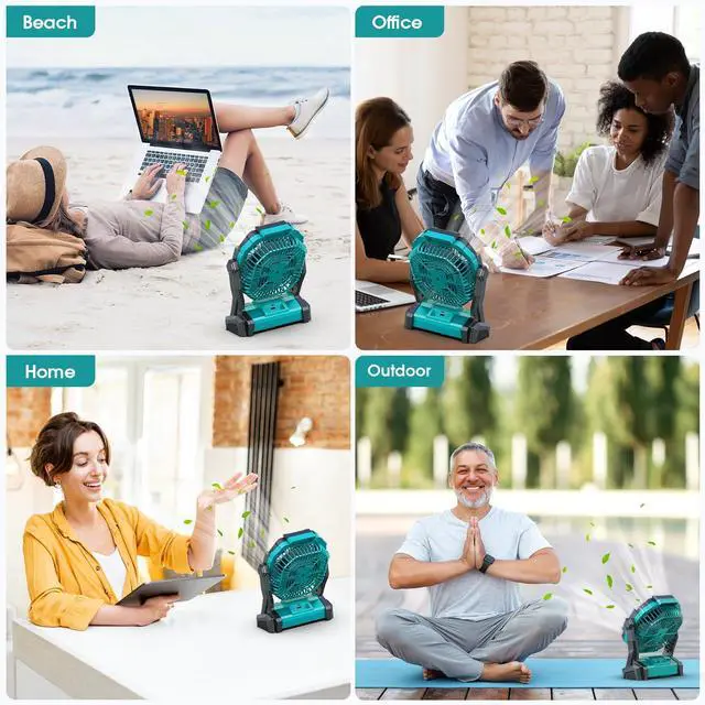 Alt view image 14 of 14 - Portable Fan Rechargeable, 20000mAh Cordless Battery Powered Fan with LED Lantern, USB C Battery Operated for Travel Bedroom Home Camping Tent Office Beach Desk Fishing Table