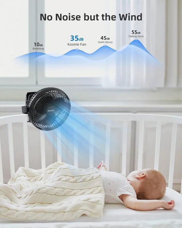 Alt view image 11 of 14 - 10000mAh Clip on Fan Rechargeable, 8-Inch Battery Operated Desk Fan, USB Fan with 4 Speeds, Strong Airflow Sturdy Clamp for Golf Cart Office Desk Outdoor Travel Camping Tent Gym Treadmill,Black