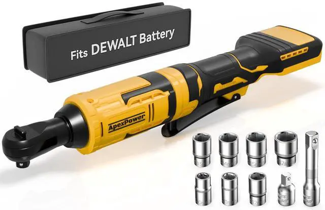 Alt view image 8 of 14 - 3/8 Inch Cordless Ratchet Wrench for DEWALT 20V Battery, 88Ft-Lbs, 0-400RPM, Electric Wrench Ratchet w/Variable Speed Trigger, Reinforced Head, R&F Switch, 7 Sockets,3/8" to 1/4" Adapter