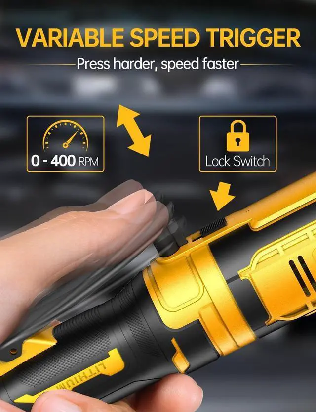 Alt view image 11 of 14 - 3/8 Inch Cordless Ratchet Wrench for DEWALT 20V Battery, 88Ft-Lbs, 0-400RPM, Electric Wrench Ratchet w/Variable Speed Trigger, Reinforced Head, R&F Switch, 7 Sockets,3/8" to 1/4" Adapter