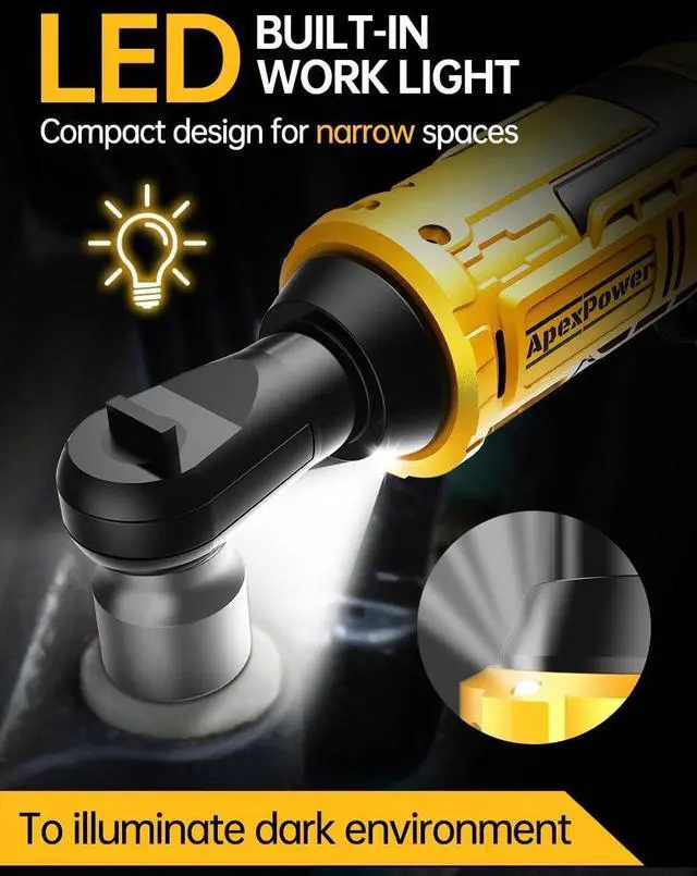 Alt view image 10 of 14 - 3/8 Inch Cordless Ratchet Wrench for DEWALT 20V Battery, 88Ft-Lbs, 0-400RPM, Electric Wrench Ratchet w/Variable Speed Trigger, Reinforced Head, R&F Switch, 7 Sockets,3/8" to 1/4" Adapter
