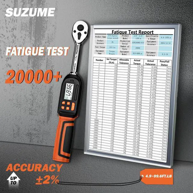 Alt view image 12 of 14 - Digital Torque Wrench 3/8 Drive (4.9-99.6 Ft. Lb/ 6.6-135 N.m)±2% High Accuracy Digital Torque Wrench with Buzzer and LED Flash Notification Four Units of Measure Torque Wrenches Digital