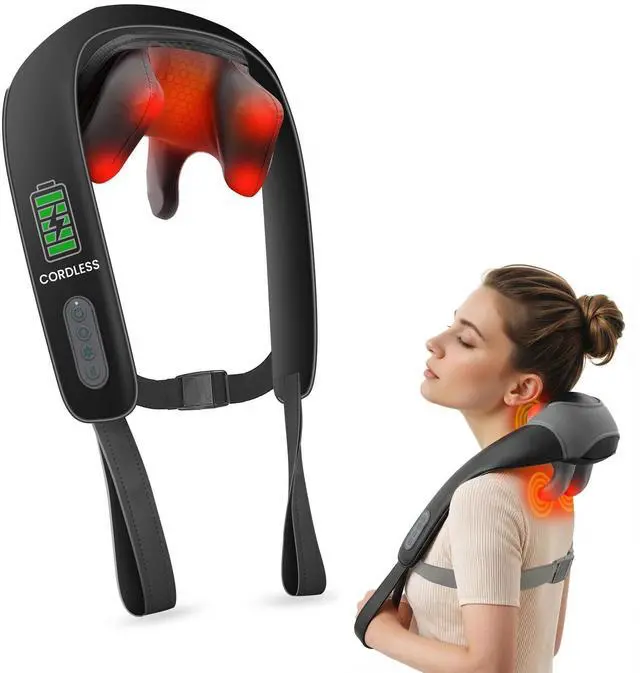 Alt view image 10 of 14 - Neck Massager for Pain Relief Deep Tissue, Neck Massage with Heat, Cordless Massager for Back and Shoulder Pain, Deep Kneading Back Massager, Gift for Mom Dad