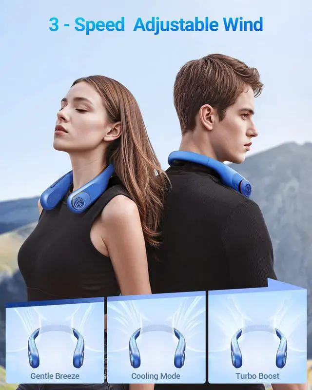 Alt view image 9 of 14 - Portable Neck Fan 360° Cooling Bladeless Personal Fan | No Hair Twisting - 4000mAh USB Rechargeable Wearable Fan for Travel, Birthday Gifts for Men, Women, Mom, and Dad