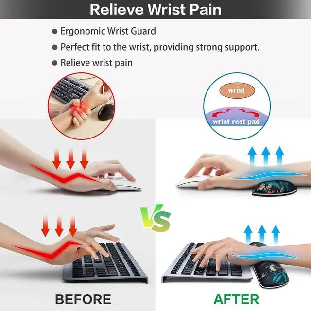 Alt view image 10 of 14 - Desk Mat, Large Gaming Mouse Pad with Wrist Rest, 4in1 XXL Mousepad+Keyboard Wrist Rest+Mouse Pad Wrist Support+Cup Coaster Set Ergonomic Floral Computer Desk Arm Wrist for Decor Home Office Women
