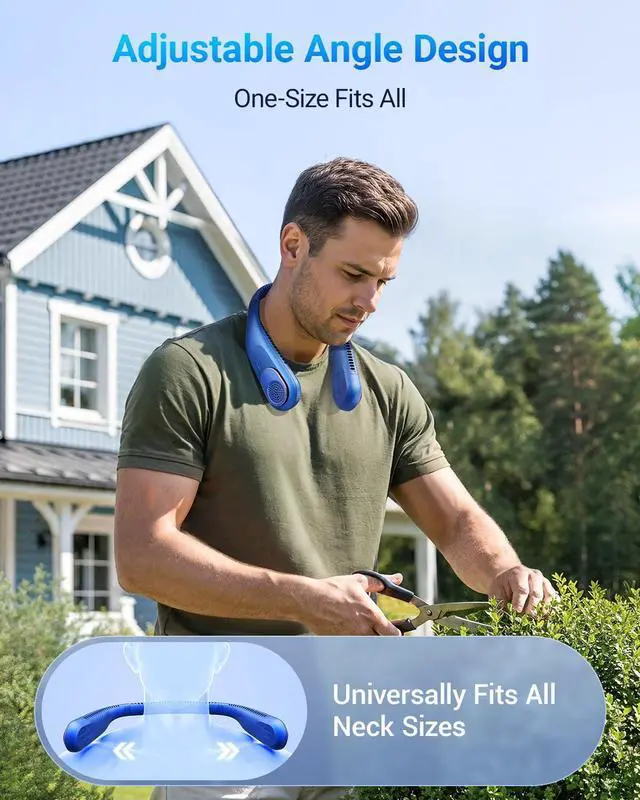 Alt view image 12 of 14 - Portable Neck Fan 360° Cooling Bladeless Personal Fan | No Hair Twisting - 4000mAh USB Rechargeable Wearable Fan for Travel, Birthday Gifts for Men, Women, Mom, and Dad