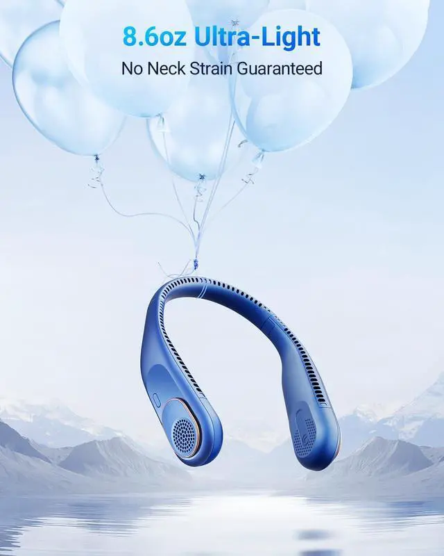 Alt view image 13 of 14 - Portable Neck Fan 360° Cooling Bladeless Personal Fan | No Hair Twisting - 4000mAh USB Rechargeable Wearable Fan for Travel, Birthday Gifts for Men, Women, Mom, and Dad