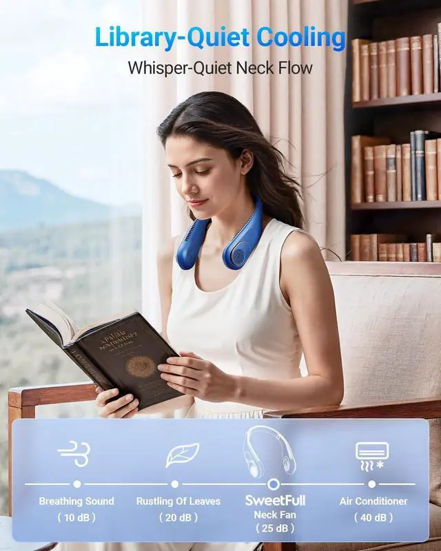 Alt view image 14 of 14 - Portable Neck Fan 360° Cooling Bladeless Personal Fan | No Hair Twisting - 4000mAh USB Rechargeable Wearable Fan for Travel, Birthday Gifts for Men, Women, Mom, and Dad