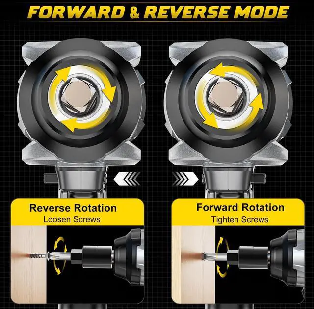 Alt view image 13 of 14 - Cordless Impact Wrench 1/2 inch Compatible with DeWalt 20v Battery, 1000Ft-lbs(1360N.m) High Torque Impact Driver with 4-Modes, LED Light, Electric Impact Gun for Car/Truck/Mower(Bare Tool)