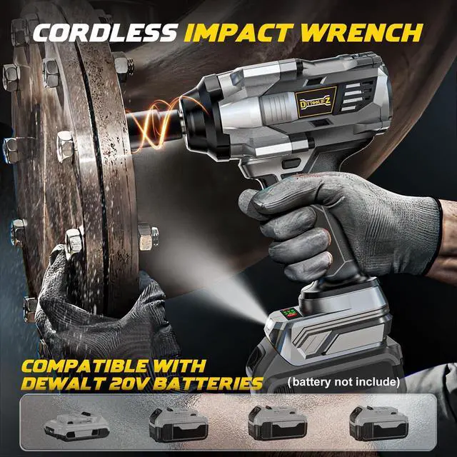 Alt view image 11 of 14 - Cordless Impact Wrench 1/2 inch Compatible with DeWalt 20v Battery, 1000Ft-lbs(1360N.m) High Torque Impact Driver with 4-Modes, LED Light, Electric Impact Gun for Car/Truck/Mower(Bare Tool)