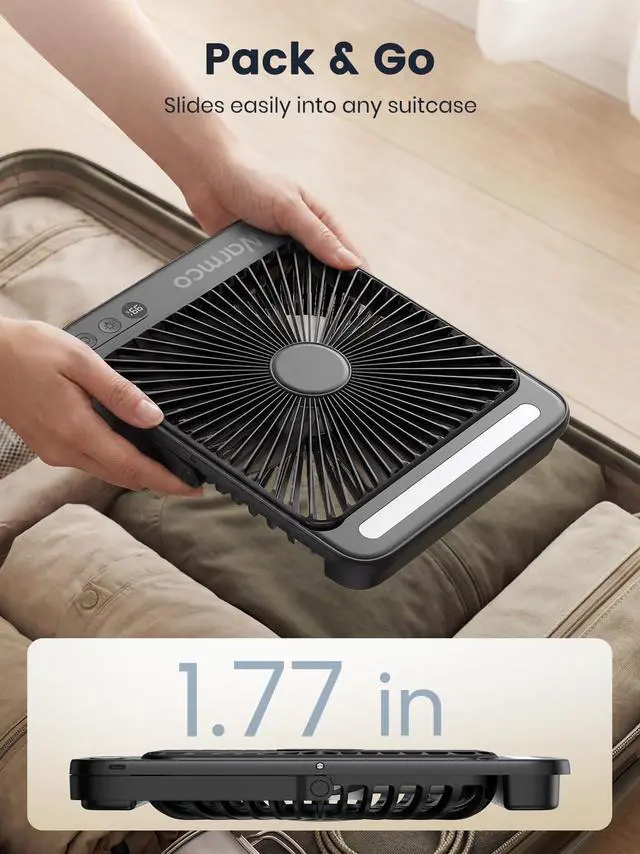 Alt view image 12 of 14 - 20000mAh Battery Powered Fan, Ultra-Slim 8-Inch Portable Camping Fan with LED Lantern, Up to 48H Runtime Rechargeable Desk Fan for Bedroom, Outdoor, Tent, Travel, Cruise Ship Essentials