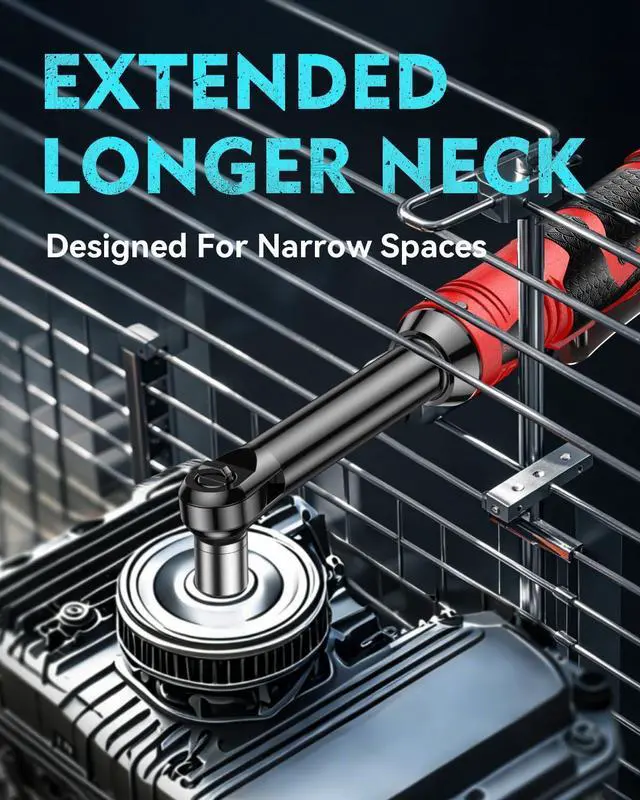 Alt view image 12 of 14 - 3/8" Cordless Ratchet Wrench, Extended Electric Ratchet Wrench, 40 Ft-Lbs 450 RPM 16.8V Cordless Battery Powered Ratchet Wrench Set with 2 Batteries, Variable Speed, 7 Sockets, LED Light