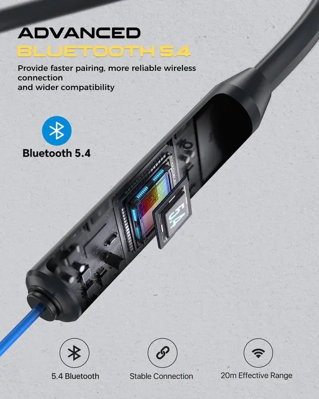 Alt view image 12 of 14 - Bluetooth Earplug Headphones, Neckband Wireless Earbuds earplugs-29db Noise Reduction isolating in-Ear earplug Earphones and Controls,IPX6 sweatproof,20+Hour Battery(Blue)