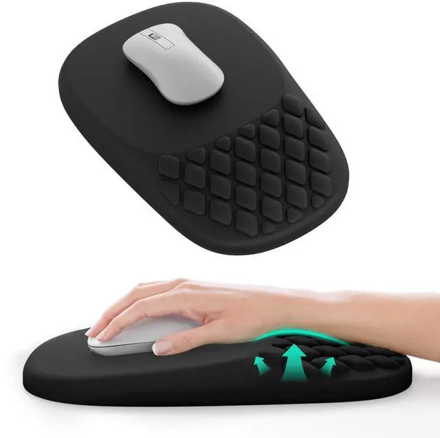 Alt view image 7 of 12 - Ergonomic Mouse Pad with Wrist Support, Wrist Rest Pain Relief Mousepad Memory Foam & Non-Slip PU Base for - Gaming, Office and Home (Black)