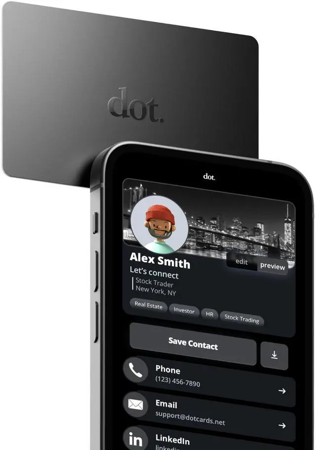 Alt view image 7 of 12 - . Card - Digital Business Card - Tap Compatible with iPhone & Android (Black)