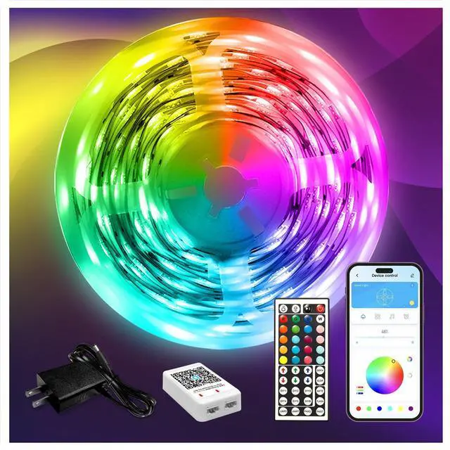 Alt view image 8 of 14 - LED Strip Lights 110ft, Smart Lighting Strips with App Remote Control, RGB Music Sync Color Changing Lights for Bedroom Kitchen Party Home Decor(1 Roll)