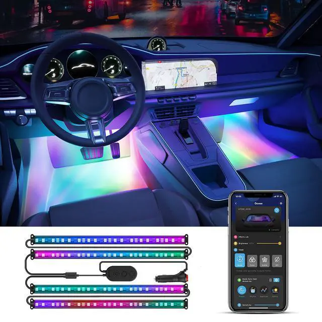 Alt view image 8 of 14 - Car LED Strip Lights, Smart RGBIC Interior Car Lights with APP Control, 4 Music Modes and 16 Million Colors, 2 Lines Design LED Lights for Car Decor, DC 12V