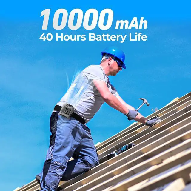Alt view image 9 of 14 - Portable Waist Fan Clip On, Father's Day Gifts for Dad Husband, 10000mAh Rechargeable Wearable Shirt Fan, Powerful Belt Fans, Birthday Gifts for Men Jobsite Travel Camping Essentials 2026