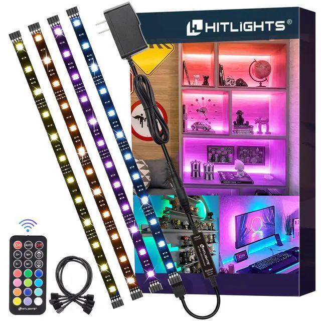 Alt view image 8 of 14 - LED Strip Lights, Small LED Light Strips Dimmable, RGB 5050 Color Changing LED Tape Light with Remote and UL-Listed Adapter for TV Backlight, Bedroom, Cabinet Shelf Display