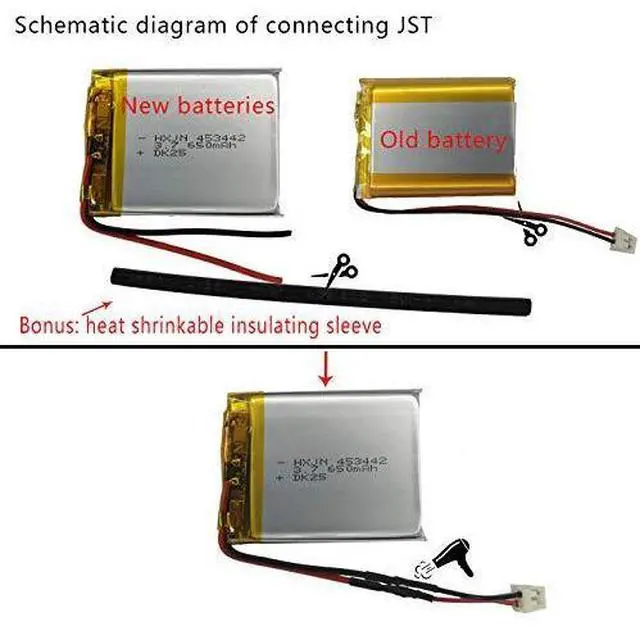 Alt view image 14 of 14 - DC 3.7V 2100mAh 103450 Rechargeable Lithium ion Polymer Battery Replacement for PS4 Controller CUH-ZCT1 Series DIY 3.7-5V Electronic Products with Built-in 2-Wire Battery Replacement