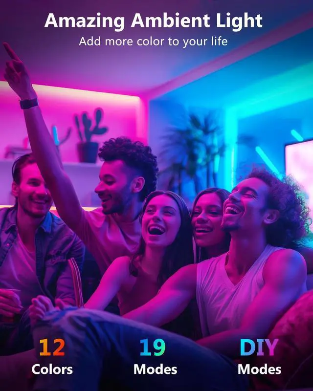 Alt view image 9 of 14 - LED Strip Lights, Small LED Light Strips Dimmable, RGB 5050 Color Changing LED Tape Light with Remote and UL-Listed Adapter for TV Backlight, Bedroom, Cabinet Shelf Display