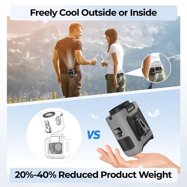 Alt view image 14 of 14 - Portable Waist Fan Clip On, Father's Day Gifts for Dad Husband, 10000mAh Rechargeable Wearable Shirt Fan, Powerful Belt Fans, Birthday Gifts for Men Jobsite Travel Camping Essentials 2026
