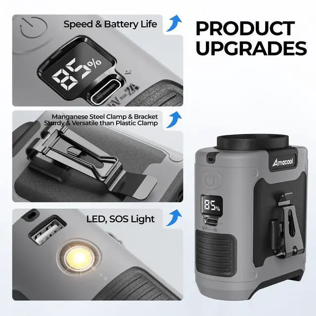 Alt view image 13 of 14 - Portable Waist Fan Clip On, Father's Day Gifts for Dad Husband, 10000mAh Rechargeable Wearable Shirt Fan, Powerful Belt Fans, Birthday Gifts for Men Jobsite Travel Camping Essentials 2026