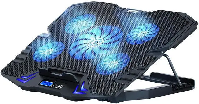 Alt view image 7 of 12 - C5 12-15.6 inch Gaming Laptop Cooler Cooling Pad | 5 Quiet Fans and LCD Screen | 2500RPM Strong Wind Designed for Gamers and Office