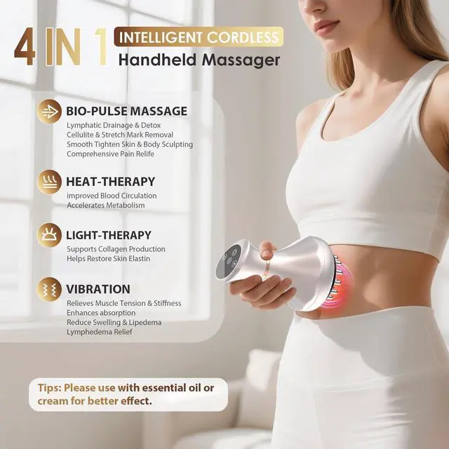 Alt view image 10 of 13 - Lymphatic Drainage Massager, Anti Cellulite Massage Tool For Belly & Thigh Stretch Marks & Cellulite Reduction, Handheld Massage tools for Sciatica Nerve, shoulder, Hip, Muscle, Low Back Pain Relief