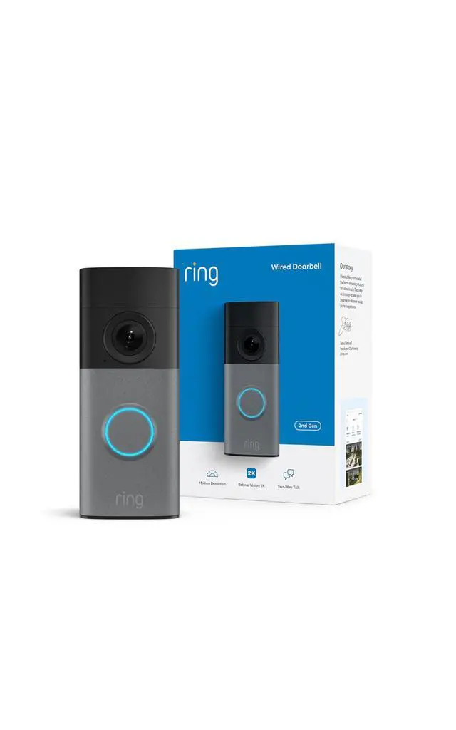 Alt view image 6 of 10 - Wired Doorbell (newest model), Retinal 2K with wide-angle video, up to 6x Enhanced Zoom, and Two-Way Talk, Speckled Gray