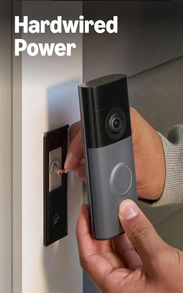 Alt view image 10 of 10 - Wired Doorbell (newest model), Retinal 2K with wide-angle video, up to 6x Enhanced Zoom, and Two-Way Talk, Speckled Gray