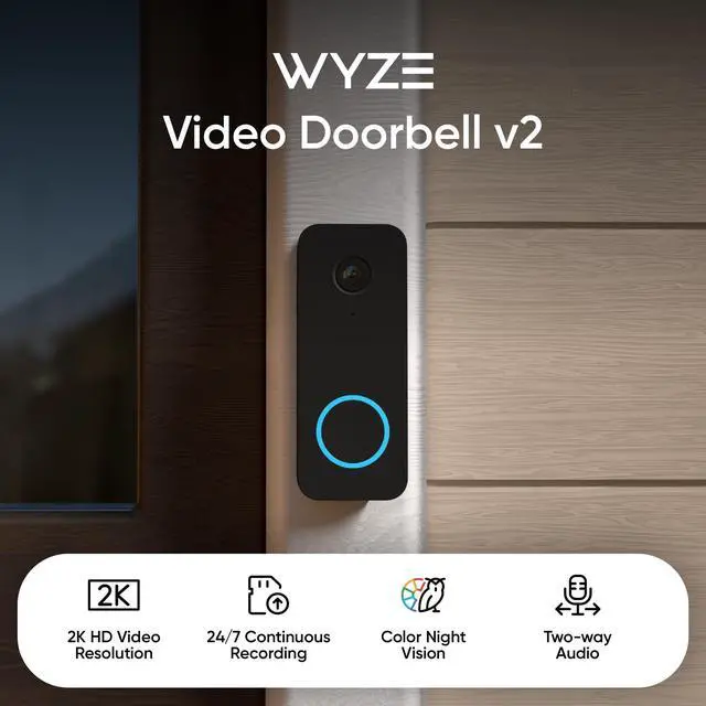 Alt view image 9 of 14 - Wired Doorbell Camera v2(existing doorbell Wiring Required), 2K Security Video Doorbell, Color Night Vision, 2-Way Audio, Package Monitor, Works with Alexa & Google Assistant. Free Expert Setup