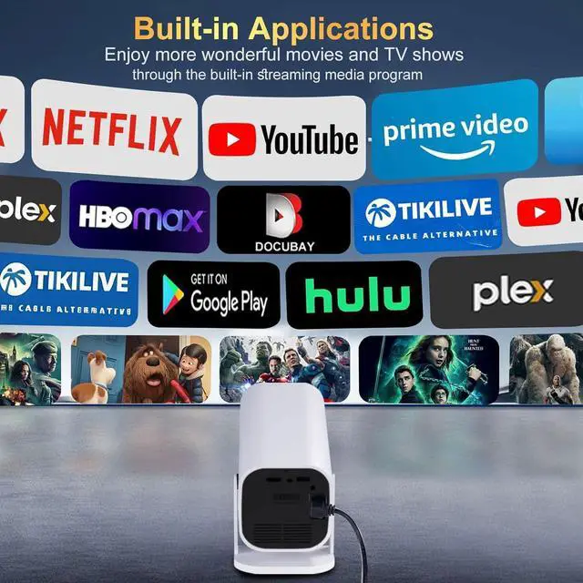 Alt view image 10 of 14 - Built-in APPS & Electric Focusing & 210° RotationMini Projector With Wifi And Bluetooth, 1080P Portable Projector, Movie Projector for Bedroom, Supports Smartphones/TV Stick/iPad/PS5/Laptop/HDMI/USB