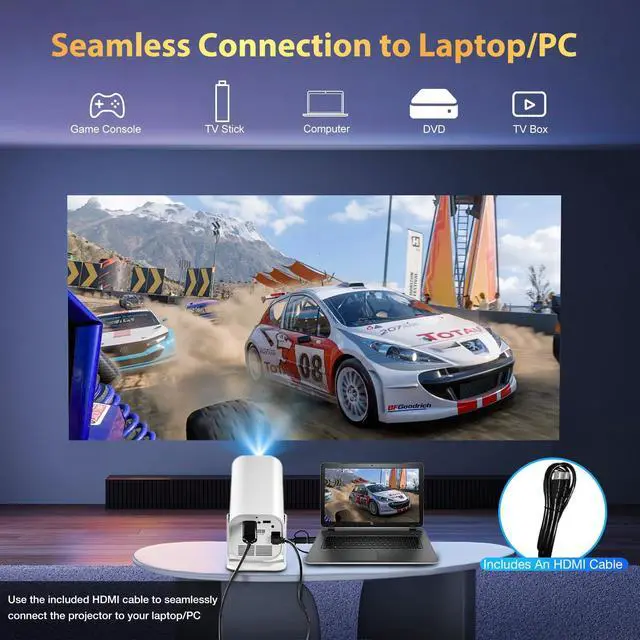 Alt view image 13 of 14 - Built-in APPS & Electric Focusing & 210° RotationMini Projector With Wifi And Bluetooth, 1080P Portable Projector, Movie Projector for Bedroom, Supports Smartphones/TV Stick/iPad/PS5/Laptop/HDMI/USB