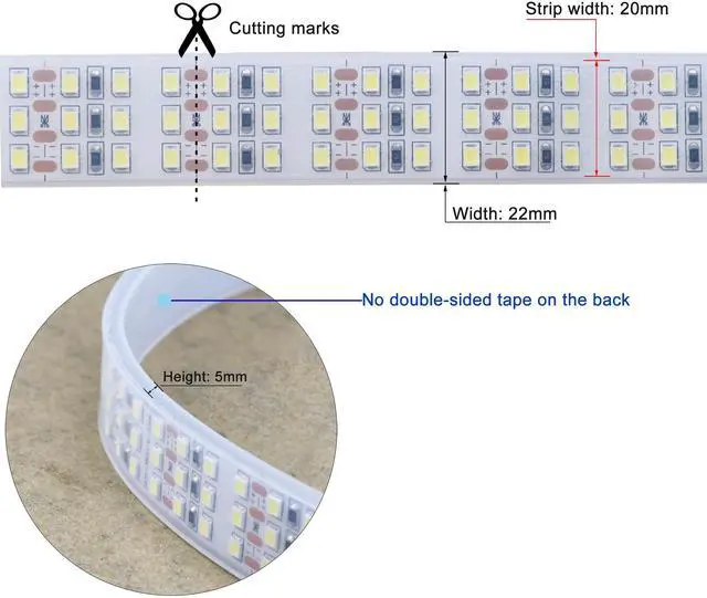 Alt view image 9 of 12 - 16.4Ft Super Bright Triple Row LED Strip Lights, Daylight White 6000K DC12V 1800LEDs Dimmable Flexible Truck LED Tape Lights, Outdoor Waterproof IP67 Wheel Light Strips