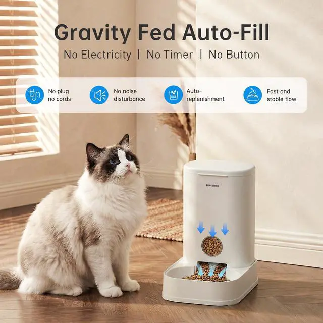 Alt view image 9 of 14 - ® Gravity Cat Feeder, 1 Gallon/3.5L Dog Food Dispenser, No-Electricity Automatic Pet Feeder, Auto Refill Food Bowl for Cats & Small, Medium Dogs Easy to Fill
