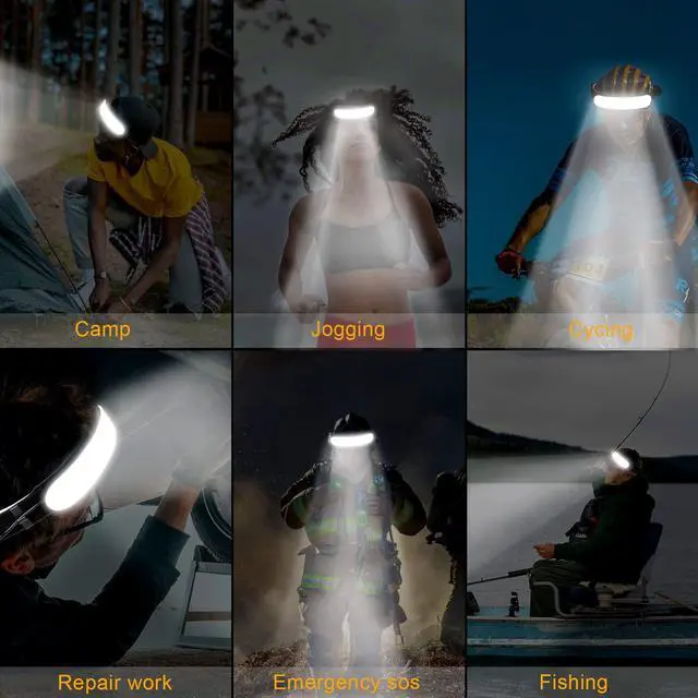 Alt view image 12 of 14 - LED Headlamp Rechargeable, Super Bright 1500 Lumens 230° Wide Beam Headlamp, 3 Modes IPX6 Waterproof Lightweight Head Light with Taillight & Clips for Camping, Running,Fishing, Outdoors, Hard Hat Work