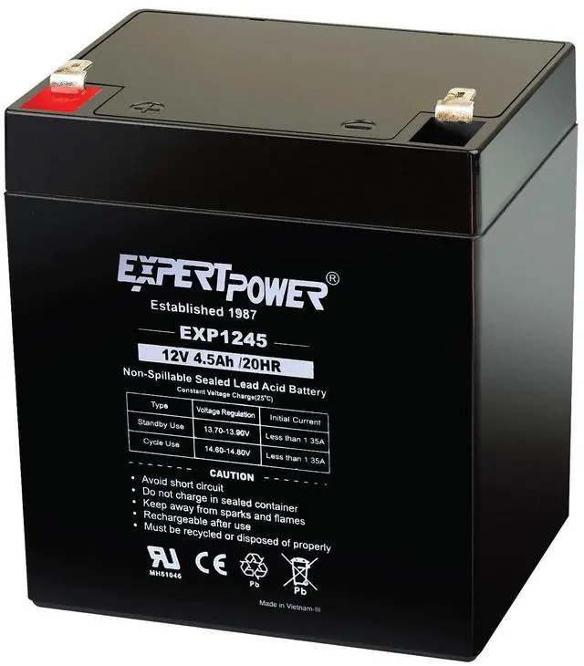 Alt view image 8 of 14 - EXP1245-12V 4.5Ah Rechargeable SLA Battery for Security System, UPS, Garage Door Opener Replacement, Fire Alarm Batteries, Sealed Lead Acid, 12V Battery Backup