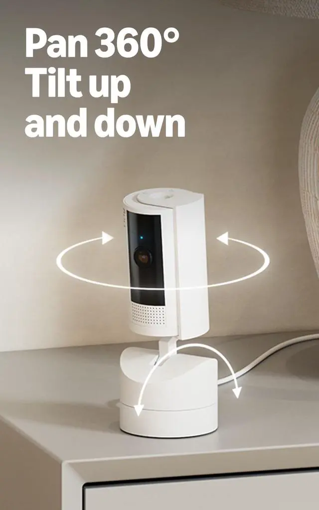 Alt view image 8 of 12 - Pan-Tilt Indoor Cam (newest model), See all around your home or business with 360° pan coverage, HD video, plus Two-Way Talk, White