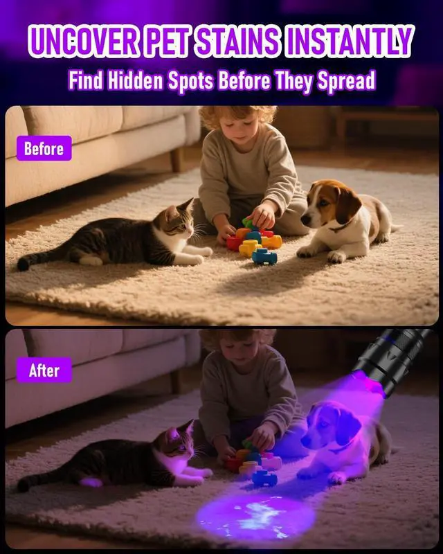 Alt view image 9 of 14 - UV Flashlight 395-405 nm Led Blacklight for Curing UV Glue, Leak Detector, Pet Urine Stain