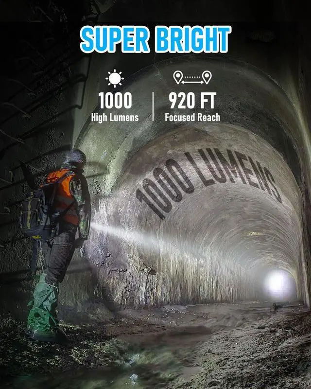 Alt view image 9 of 14 - Tactical Flashlight with Holster, Single Mode LED Flashlight 1000 High Lumen Duty Flashlights with Belt Holster and Charger, Bright Small Flash Light WF-501B