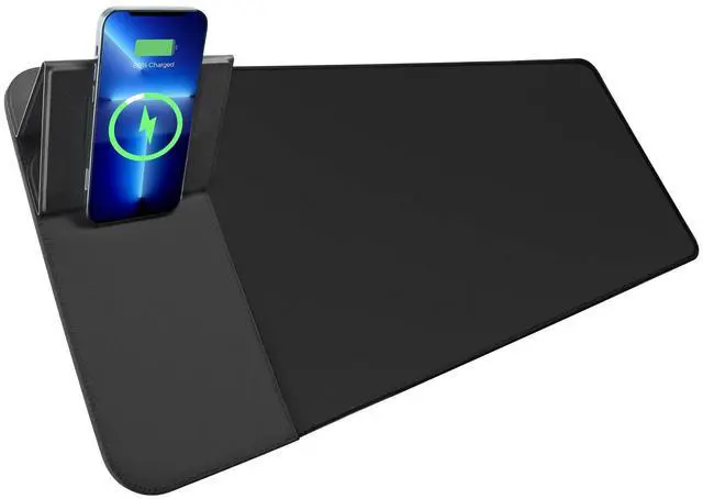 Alt view image 10 of 14 - Wireless Charging Mouse Pad with Phone Holder Gaming Mousepad Desk Mat 15W Qi Fast Charging Pad Ultra-Smooth Surface Non-Slip Extended Premium Black Computer Keyboard Mat for MacBook PC Laptop